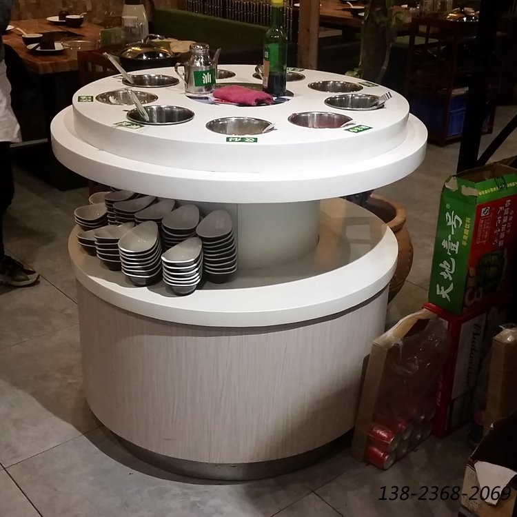 火鍋醬料臺，圓形調(diào)料臺，大理石醬料臺
